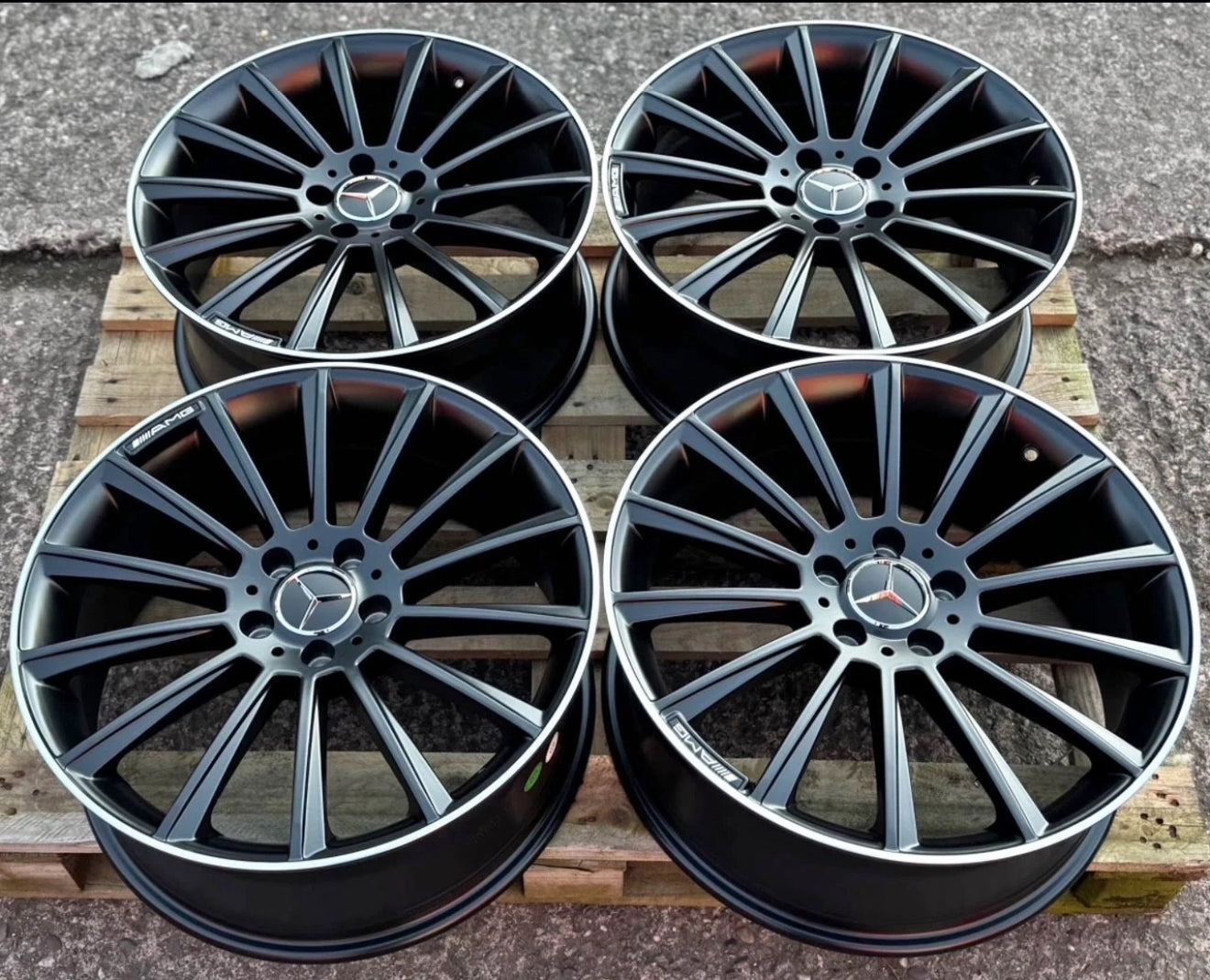 AMG TURBINE Style Wheels – Gloss Black Polished Lip