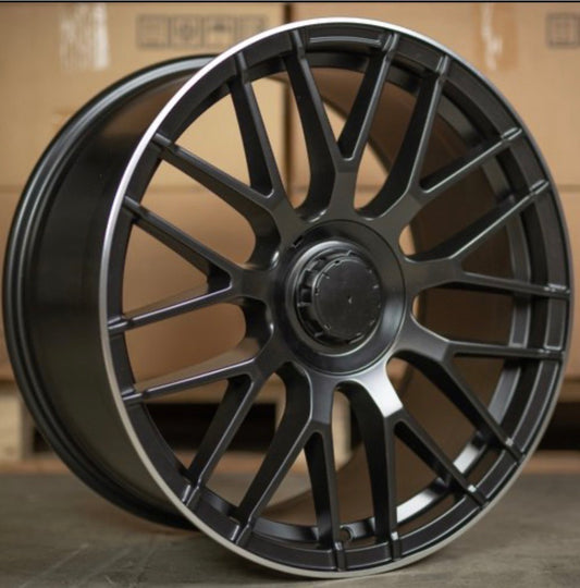 19" C63S AMG STYLE ALLOY WHEEL SATIN BLACK POLISHED LIP